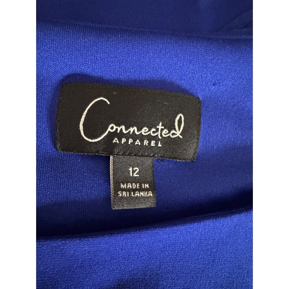 Connected Dress 12 Royal Blue Sheer 3/4 Long Sleeve Career Church Party NEW - Picture 7 of 10